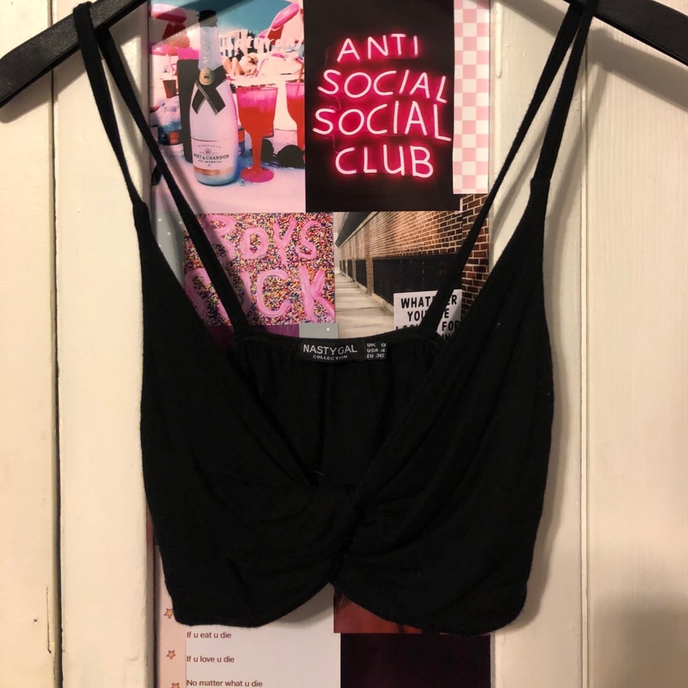 Nastygal black crop top